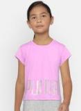 Puma Girls Pink Printed Round Neck T shirt