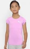 Puma Girls Pink Solid Round Neck T Shirt