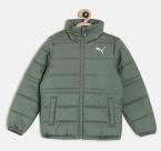 Puma Green Solid Padded Jacket Girls