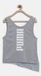 Puma Grey & White Softsport Printed Tank Top Girls