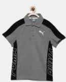 Puma Grey Printed Style Polo Collar T Shirt Boys