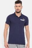 Puma Men Navy Blue Solid Graphic Pique Polo Collar T Shirt