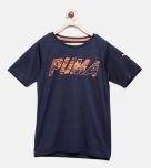 Puma Navy Blue Printed Round Neck T Shirt Boys