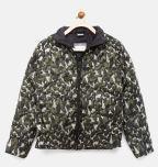 Puma Olive Green Ess Printed Padded Jacket Boys