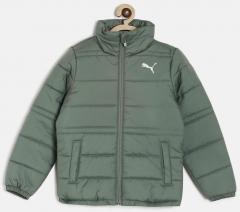 Puma Olive Green Solid Padded Jacket girls