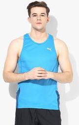 Puma Pe Running Aqua Blue Round Neck Vest Men