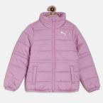 Puma Pink Solid Padded Jacket Girls