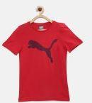 Puma Red Printed Round Neck T Shirt Boys