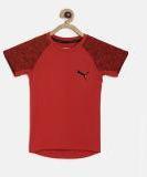 Puma Red Solid Round Neck T Shirt Boys