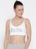 Puma White Printed Lightly Padded En Pointe Logo Bra Sports Bra Women