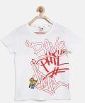 Puma White Printed Round Neck T Shirt Girls