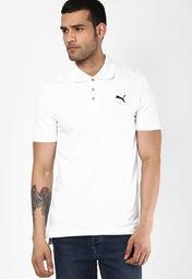 Puma White Solid Polo T Shirts men