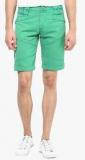 Punk Green Solid Shorts Men