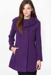 Punk Purple Solid Winter Jacket Women