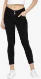 Purple Feather Black Skinny Fit High Rise Jeans Women