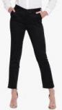 Purple Feather Black Solid Skinny Fit Coloured Pants Women