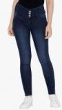 Purple Feather Blue High Rise Slim Fit Jeans Women