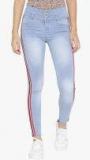 Purple Feather Blue Skinny Fit High Rise Clean Look Jeans Women