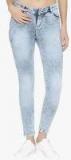 Purple Feather Blue Skinny Fit Mid Rise Jeans Women