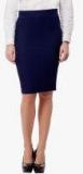 Purple Feather Navy Blue Solid Pencil Skirt women