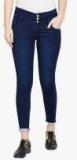 Purple Feather Navy Blue Washed Mid Rise Skinny Jeans Women