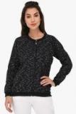 Purys Black Printed Sweat Jacket Women