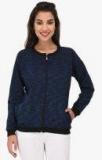 Purys Navy Blue Printed Sweat Jacket Women