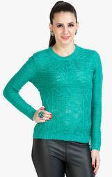 Rage Aqua Blue Solid Sweater Women