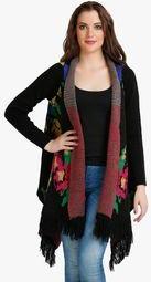 Rage Black Printed Shrug Women