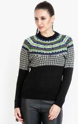 Rage Black Printed Sweater Women