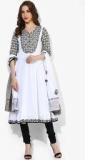 Rain & Rainbow White Embellished Cotton Churidar Kameez Dupatta women