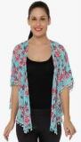 Raindrops Aqua Blue Printed Shrug Women