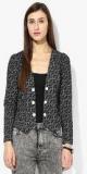 Raindrops Black Printed Summer Jacket Women