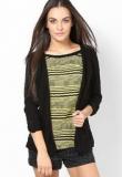 Raindrops Solid Black Shrug Women