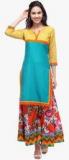 Ramas Aqua Blue Printed Kurta women