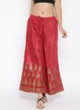 Rangmanch By Pantaloons Red Polyester Printed Palazzo Trousers Women