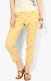 Rangriti Beige Printed Regular Fit Coloured Pants Women