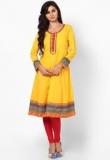 Rangriti Cotton Blend Yellow Kurta Women