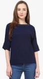 Rare Navy Blue Solid Blouse Women