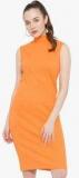 Rare Orange Solid Bodycon Dress Women