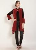 Rare Roots Maroon Solid Open Front Shrug Women