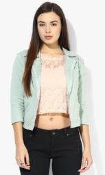 Rattrap Aqua Blue Solid Shrug women