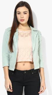 Rattrap Aqua Blue Solid Shrug women