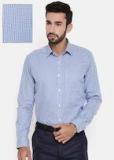 Raymond Blue & White Slim Fit Checked Formal Shirt Men