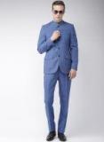 Raymond Blue Solid Contemporary Fit Bandhgala Suit Men