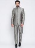 Raymond Grey Solid Single Breasted Regular Fit Ethnic Bandhgala Suit Men