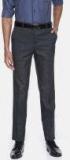 Raymond Navy Blue & Black Slim Fit Self Design Formal Trouser Men