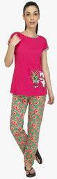 Red Ring Pink Printed Pyjama Set Women