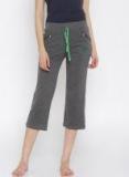 Red Rose Grey Melange Capris Women