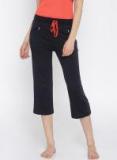 Red Rose Navy Capris Women